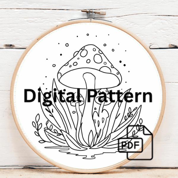 close-up-cross-stitched-picture-mushroom