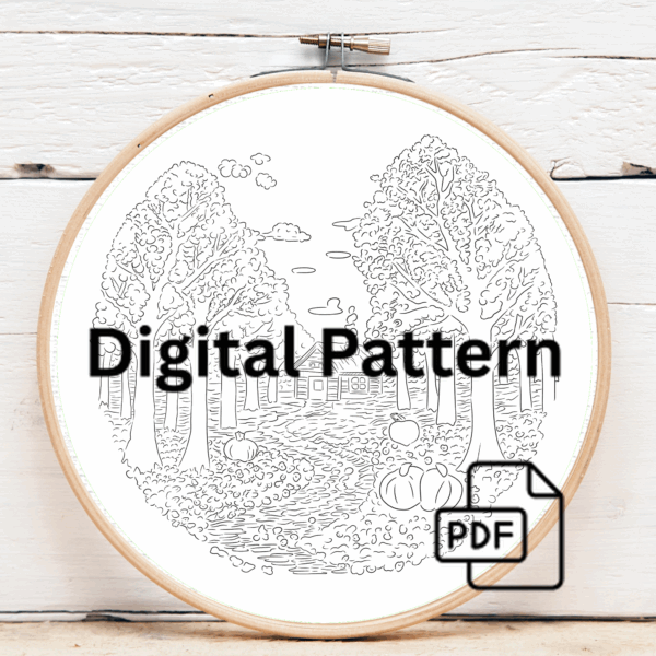 close-up-cross-stitched-picture-path-through-forest-2