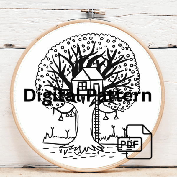close-up-cross-stitched-picture-tree-house-2