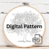 close-up-cross-stitched-picture-tree-orange-berries