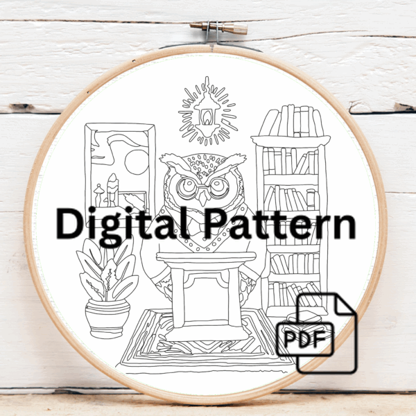 close-up-cross-stitched-picture-owl-library