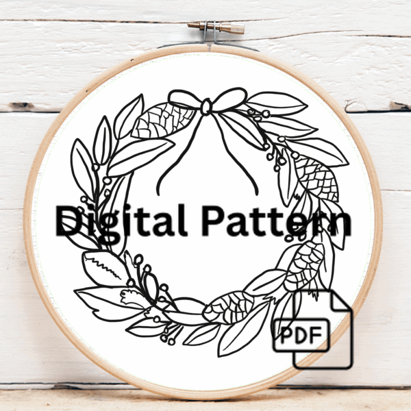 close-up-cross-stitched-wreath-pine-cones-berries