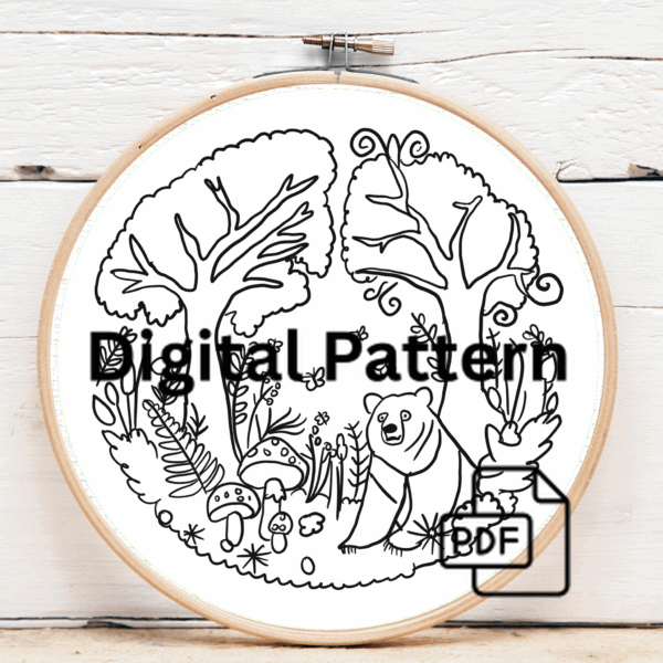 close-up-cross-stitching-picture-bear-forest