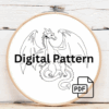close-up-dragon-embroideryed-hoop-pine-cones