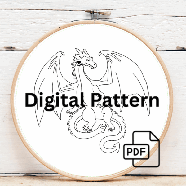 close-up-dragon-embroideryed-hoop-pine-cones
