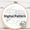 close-up-embroidery-desert-scene-palm-trees