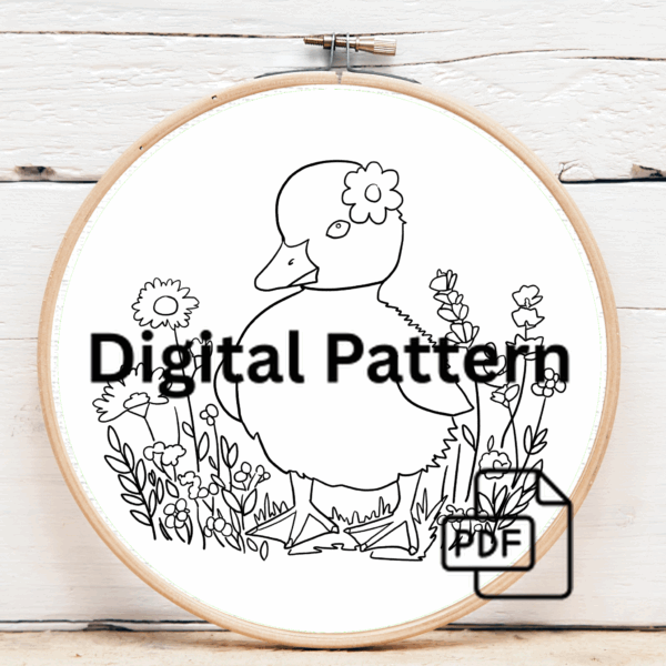 close-up-embroidery-duck-flowers