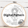 close-up-embroidery-girl-pink-raincoat-holding-umbrella