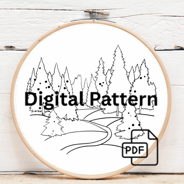 close-up-embroidery-snowy-forest