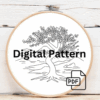 close-up-embroidery-tree-mountain-background
