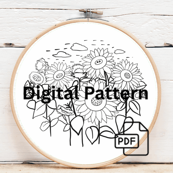 close-up-embroidery-sunflowers-black-surface