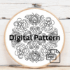 close-up-embroidery-black-surface-flowers