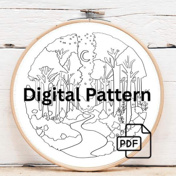 close-up-embroidery-painting-path-woods