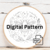 close-up-embroideryed-bee-crescent-flowers