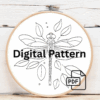 close-up-embroideryed-dragonfly-leaves-table