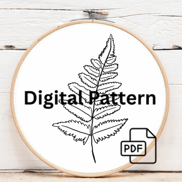 close-up-embroideryed-fern-leaf-hoop