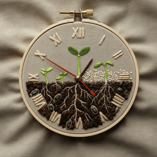 close-up-clock-plant-growing-out