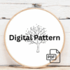 close-up-embroideryed-picture-bird-tree