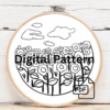 close-up-embroideryed-picture-field-sunflowers