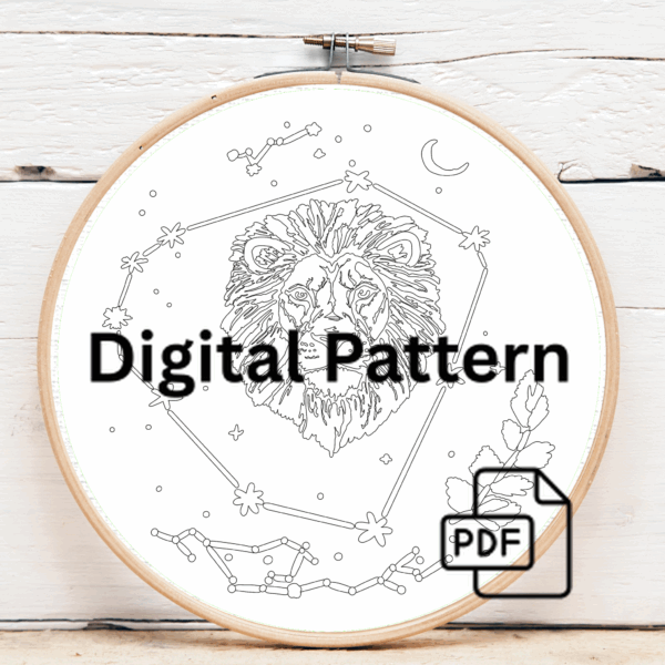close-up-embroideryed-picture-lion-hoop