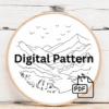 close-up-embroideryed-picture-mountain-scene