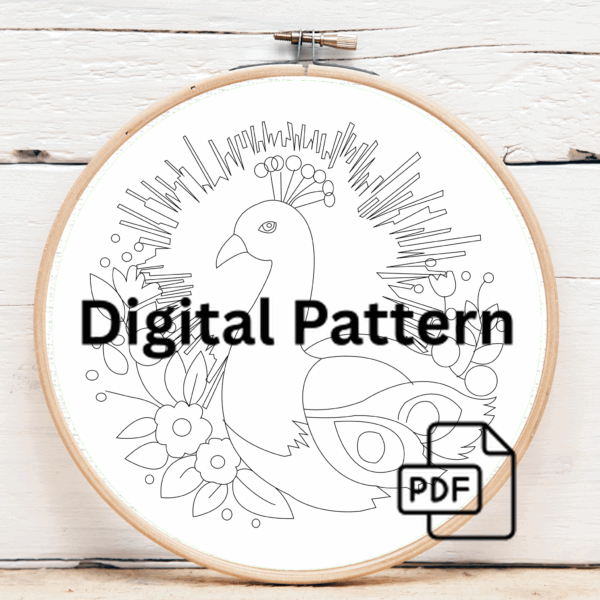 close-up-embroideryed-picture-peacock-flowers