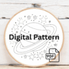 close-up-embroideryed-picture-saturn-planet