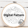 close-up-embroideryed-picture-space-scene