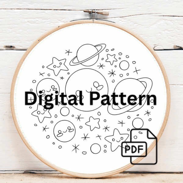 close-up-embroideryed-picture-space-scene