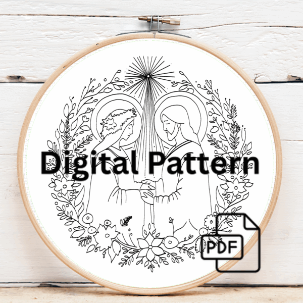 close-up-embroideryed-picture-two-people