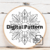 close-up-embroideryed-pumpkin-leaves-hoop