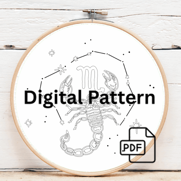 close-up-embroideryed-zodiac-sign-scorpion