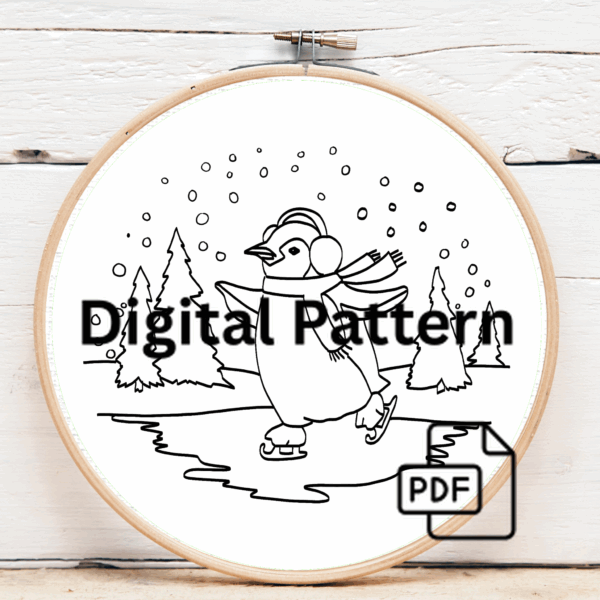 close-up-penguin-skateboard-snowy-landscape
