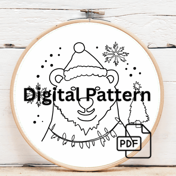 close-up-polar-bear-santa-hat
