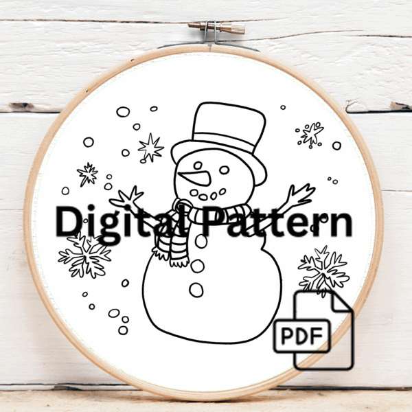 close-up-snowman-embroideryed-hoop