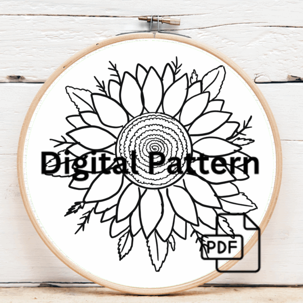 close-up-sunflower-embroidered-white-cloth