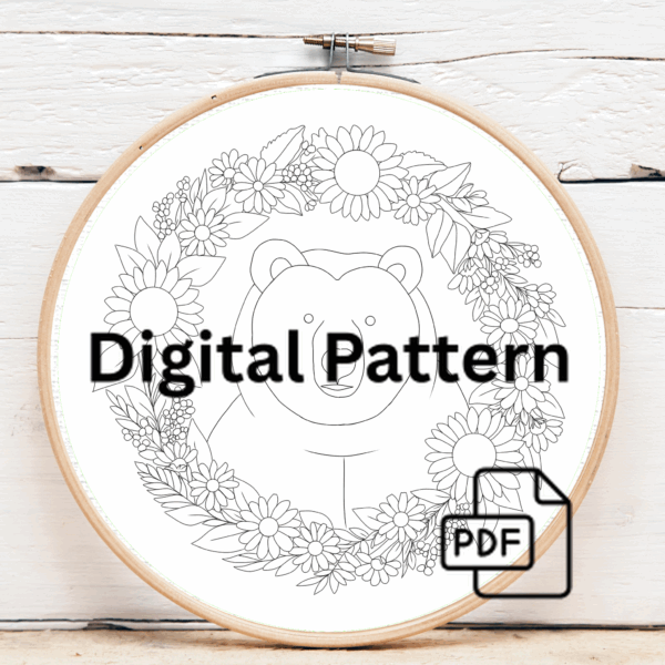arafed-bear-wreath-flowers-linen-background