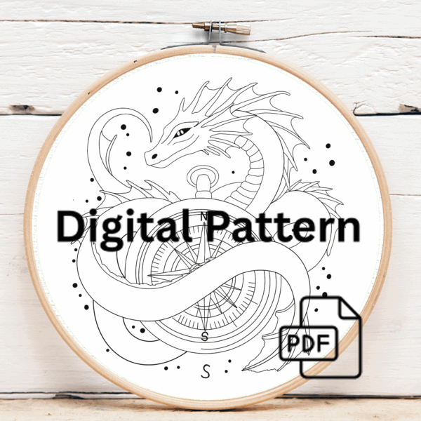 arafed-embroidery-dragon-compass-blue-cloth
