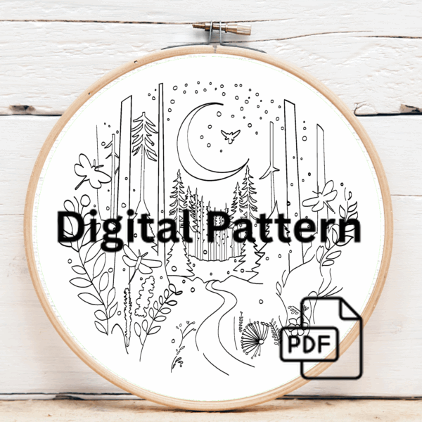 embroidery-art-forest-scene-crescent-dragonflies