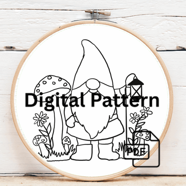 embroidery-gnome-lantern-mushrooms-white-background