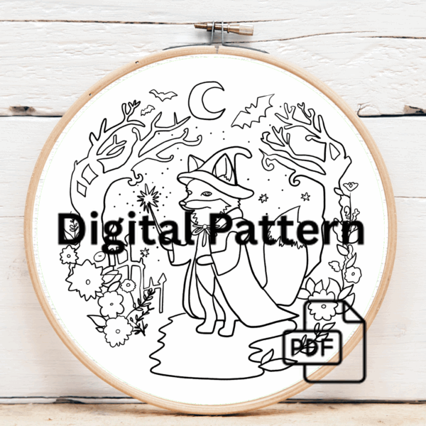 close-up-cross-stitch-picture-fox-witch-costume