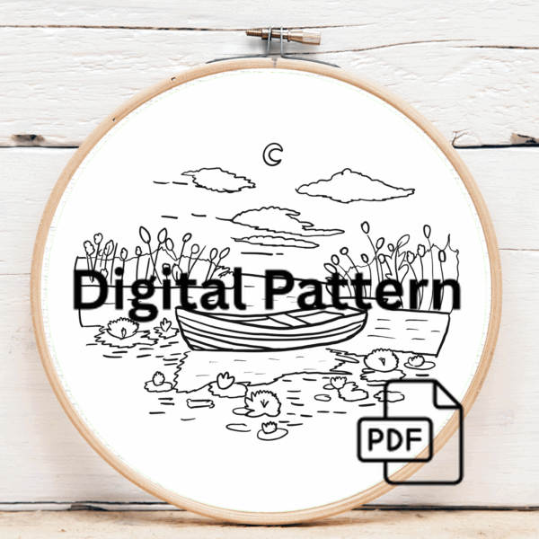 embroidery-boat-lake-water-lilies-2