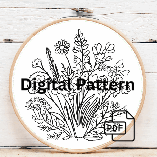embroidery-bouquet-flowers-hanging-wall