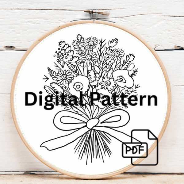 embroidery-bouquet-flowers-ribbon-brown-surface