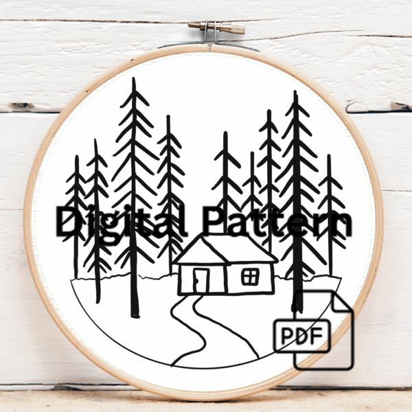 close-up-cross-stitch-picture-house-woods