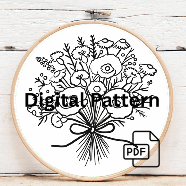 embroidery-bouquet-flowers-ribbon-table