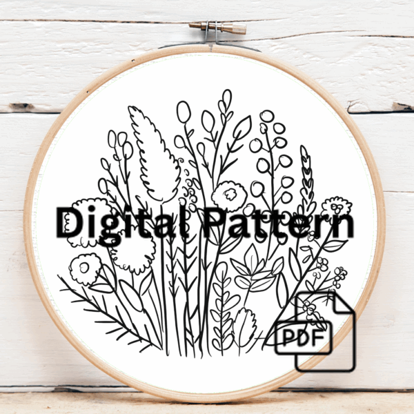 embroidery-bunch-flowers-piece-fabric