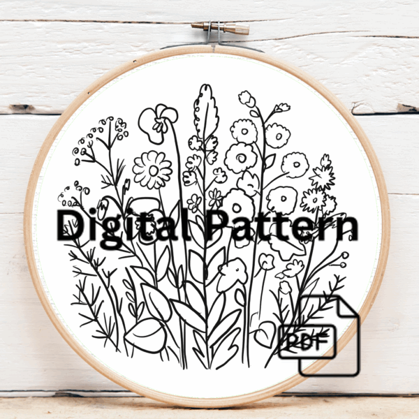 embroidery-bunch-flowers-white-surface