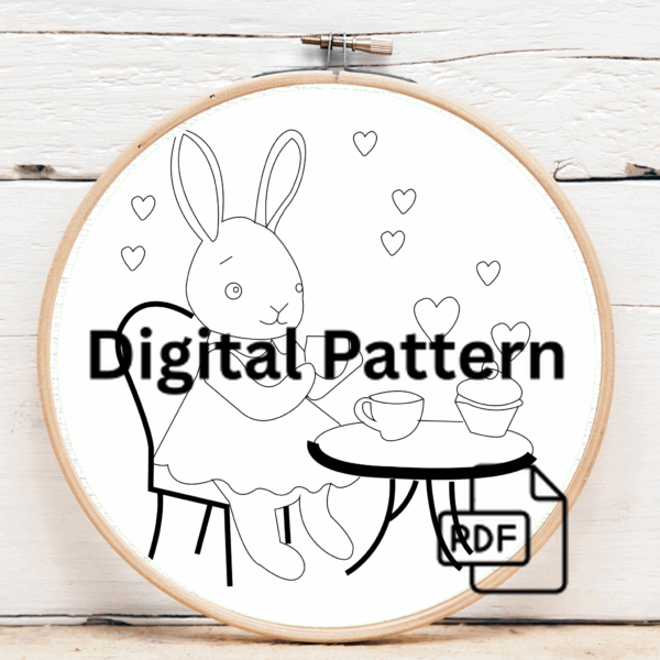 embroidery-bunny-sitting-at-table-cupcake