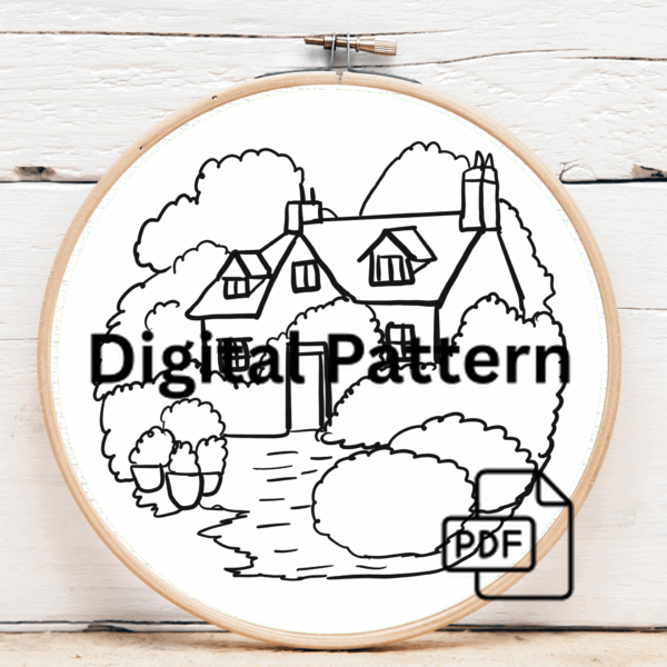 close-up-cross-stitch-picture-house-garden